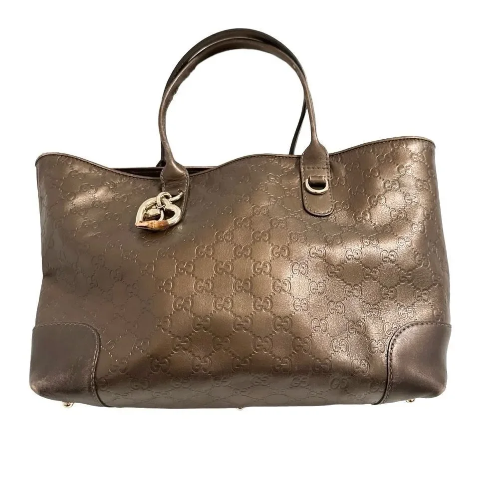 Gucci brown leather gg tote